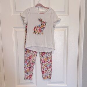 Btween Adorable Easter rhinestone floral rabbit matching outfit Size 5 G11
